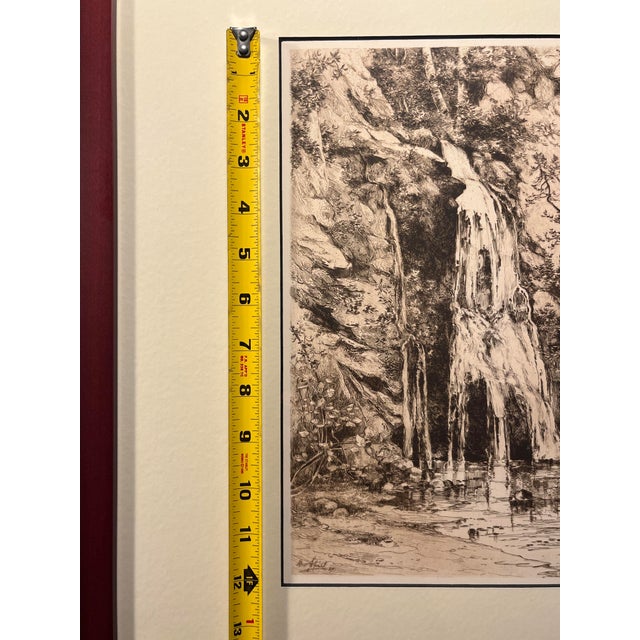 1889 "Falls in Alum Rock Park" Etching by American Artist George Spiel, Framed For Sale - Image 4 of 7