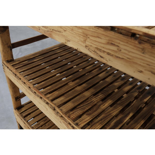 Large Antique French Rolling Shelf in Pine, 1890s For Sale - Image 11 of 13