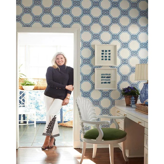 Not Yet Made - Made To Order Sample - Schumacher Octavia Paperweave Wallpaper in Marine For Sale - Image 5 of 7