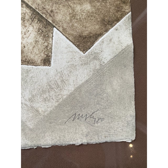 Beautiful geometric abstract with lots of texture created with this collagraph method. The piece is numbered 55/100 tiled...