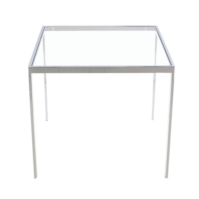 Square Cube Chrome Glass Top Game Small Dinning Dinette Table Bauhaus MINT For Sale - Image 9 of 9