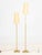 Pair of Holtkoetter Leuchten Brushed Brass Floor Lamps, each with beige shade, marked underside. 51.5" H x 8" Diameter....