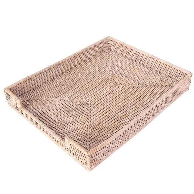 Artifacts Rattan Office Paper Tray in White Wash - 14" For Sale In Houston - Image 6 of 10