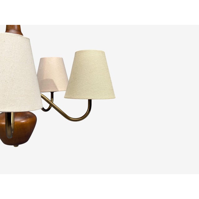 Brown Hans Bergström Attr., Pendant Light, Brass, Wood, Sweden, 1920s For Sale - Image 8 of 9