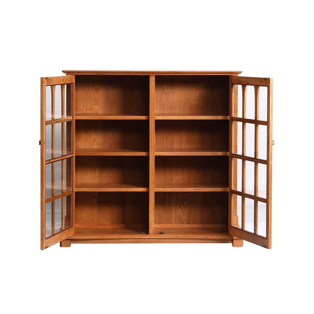 2020s Mission Solid Oak Double Door Bookcase - Michael's Cherry For Sale - Image 5 of 11