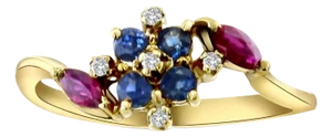 Multi-Stone Sapphire & Ruby Ring, Size 8