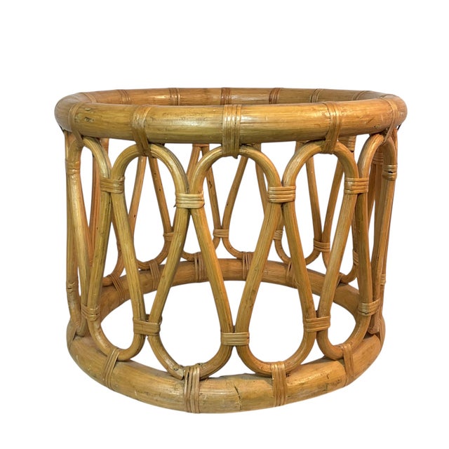 1970s Rattan Bamboo Plant Stand Base Set of 2 Decor For Sale - Image 15 of 16