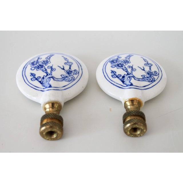 Chinoiserie Blue & White Porcelain Lamp Finials a Pair Chairish