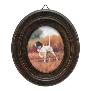 Vintage Americana Oval Framed Dog Image For Sale