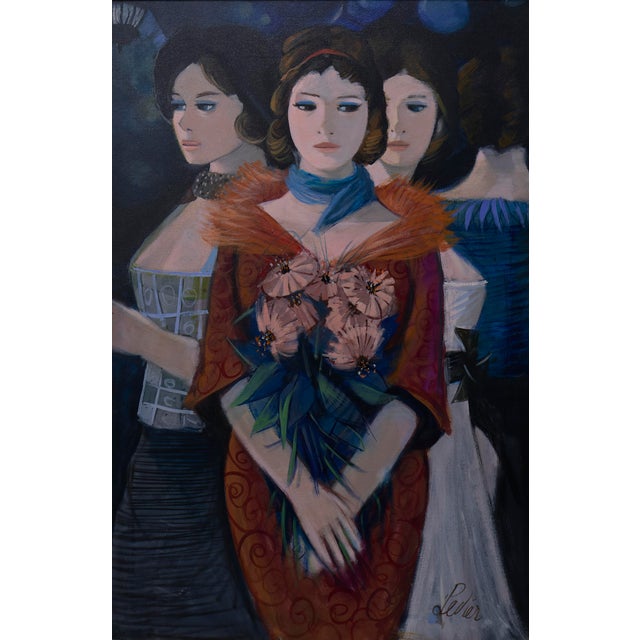 Charles Levier (1920-2003) "Les Parisiennes" Oil Painting on Canvas For Sale In San Francisco - Image 6 of 8