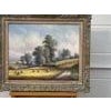 Vintage Painting of Harvest Time in the English Countryside by 20th Century British Artist, Paul Morgan Art measures 20 x...
