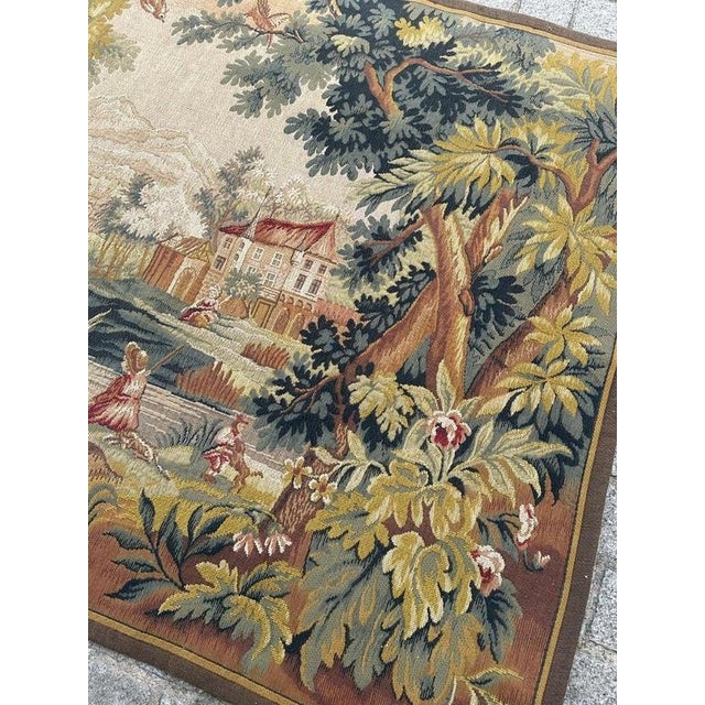 Vintage Jacquard Tapestry with Lauragais Landscape in the style of Aubusson, 1960s For Sale - Image 14 of 18