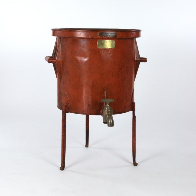 Mid 19th Century Mid 19th Century French Persimmon Painted Metal Wine Making Barrel For Sale - Image 5 of 13