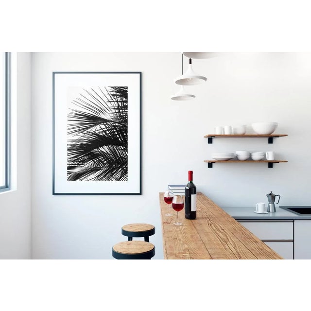 Black Contemporary Minimalist Palm Tree Art Print, Large Tropical Coastal Wall Art, Black and White 24 X 36" Photography Print, 'Palm Fronds' For Sale - Image 8 of 9