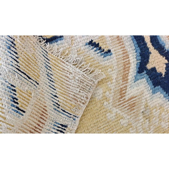 1920s 1920s Yellow Field Geometric Antique Chinese Ningxia Knotted Wool Rug For Sale - Image 5 of 7