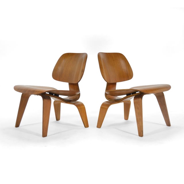 Brown Eames Rare Matched Pair of Walnut LCW Lounge Chairs For Sale - Image 8 of 9