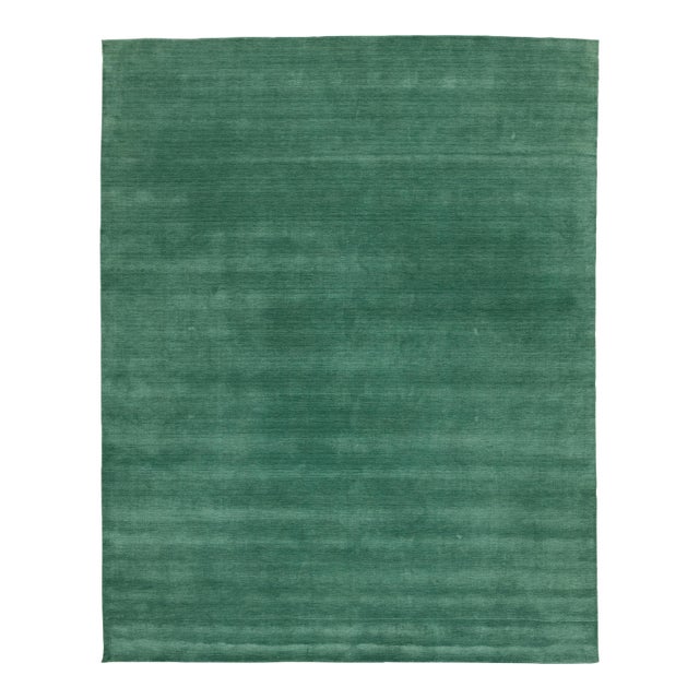 Apadana's Modern Gabbeh Hand-Loom Wool Area Rug in Jewel-Toned Green For Sale