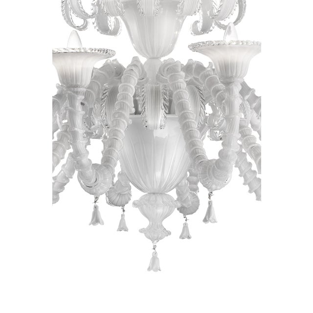 Glass Venetian White "Cà Rezzonico" Murano Glass Chandelier For Sale - Image 7 of 8