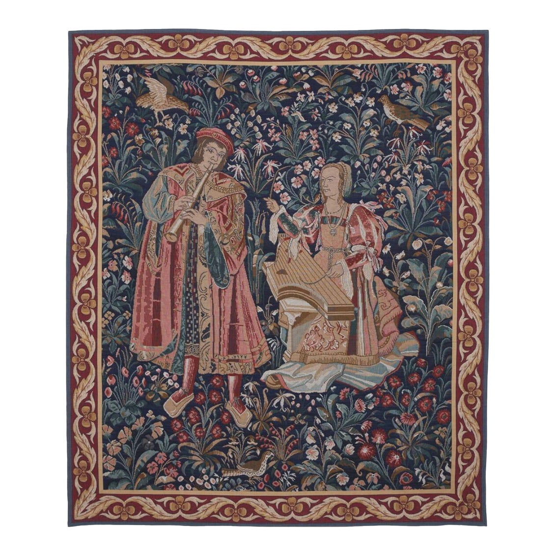 Medieval Musicians Loom Woven Tapestry - 175 X 150 Cm (5'9
