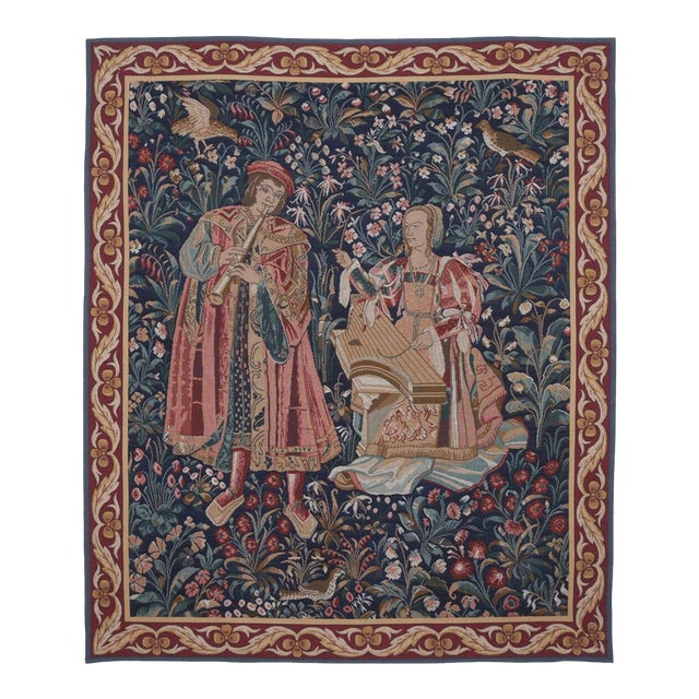 Medieval Musicians Loom Woven Tapestry - 175 X 150 Cm (5'9" X 4'11") - Requires Rod Size 4 For Sale