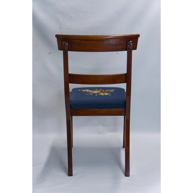 Late 19th Century Mahogany Finish Dining Chairs With Floral Needlepoint Seats Set of 4 For Sale - Image 5 of 12