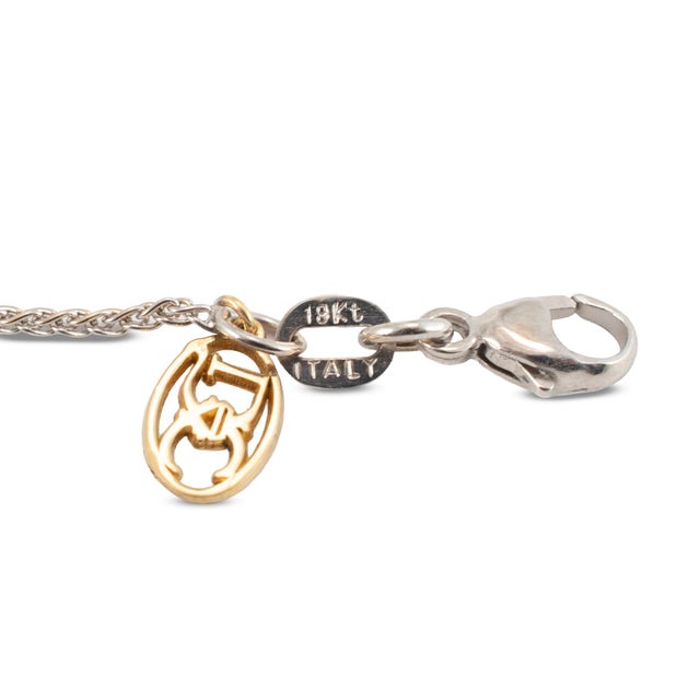 Metal Ladies 18k White and Yellow Gold 0.72ct Round Diamond Solitaire Pendant Necklace For Sale - Image 7 of 8