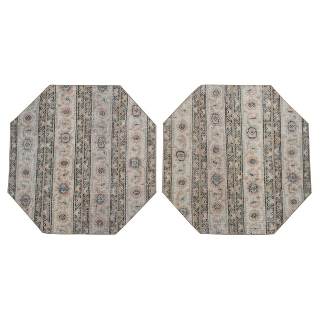 Set of Two Hexagon Small Turkish Rug 3'4" X 3'5" For Sale - Image 13 of 13