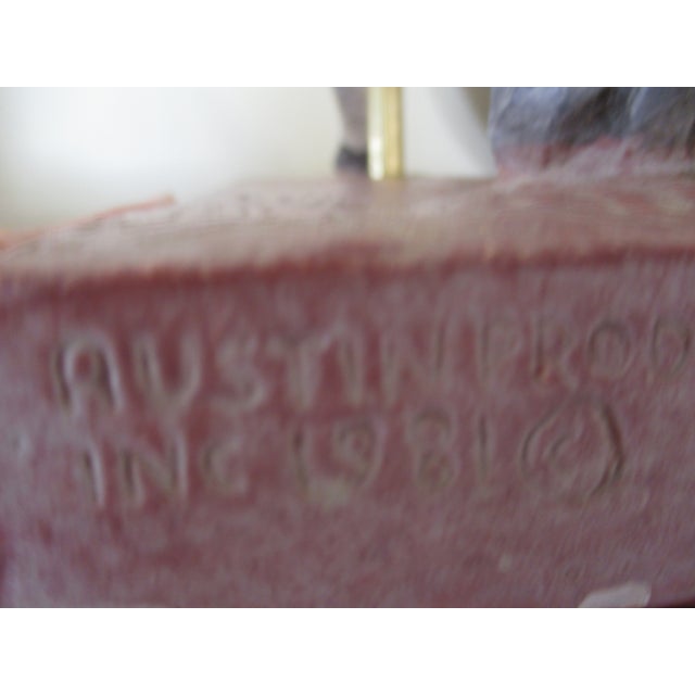 1980s Austin Productions Inc White & Rose Carousel Rooster Statue For Sale - Image 9 of 9