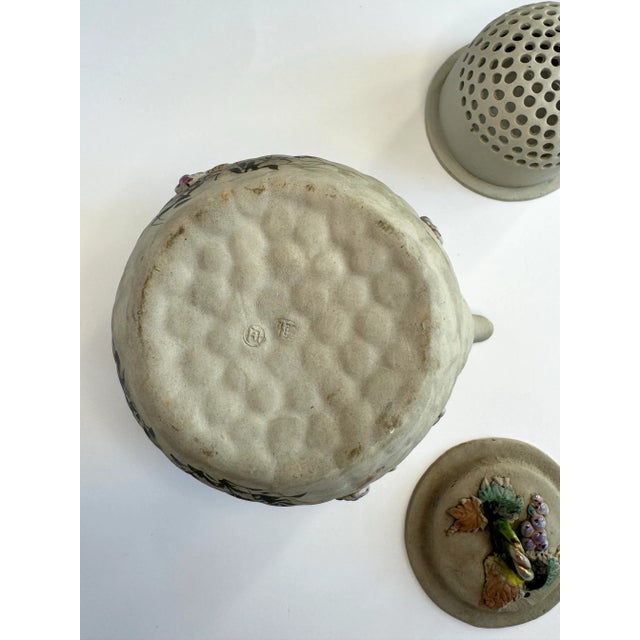 Vintage Japanese Bisque and Enamel Flora & Fauna Small Teapot by Banko, Multi Color For Sale In Houston - Image 6 of 12