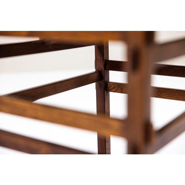 Italian Dining Chairs with Carved Backrests in Slavonian Oak, 1970s, Set of 8 For Sale - Image 15 of 17