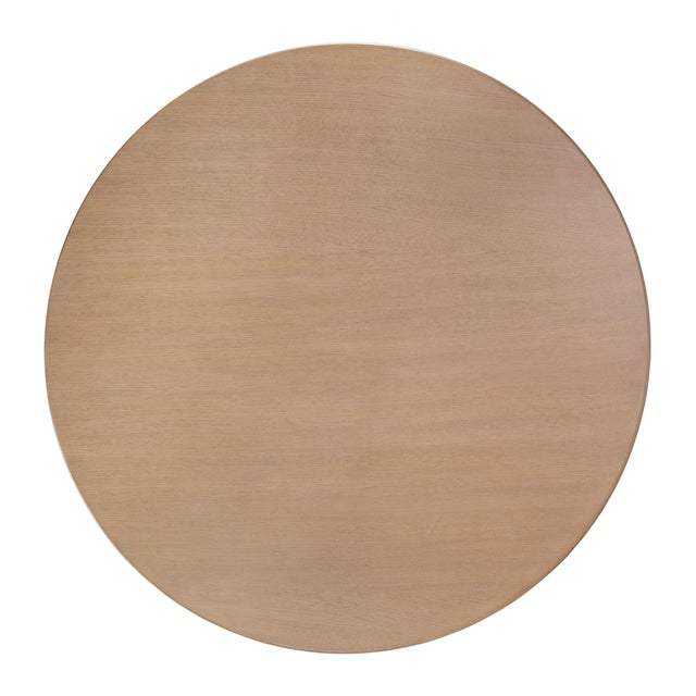 2020s Kersten 54 In. W Round Wood Single Pedestal Base Dining Table, Light Driftwood For Sale - Image 5 of 6