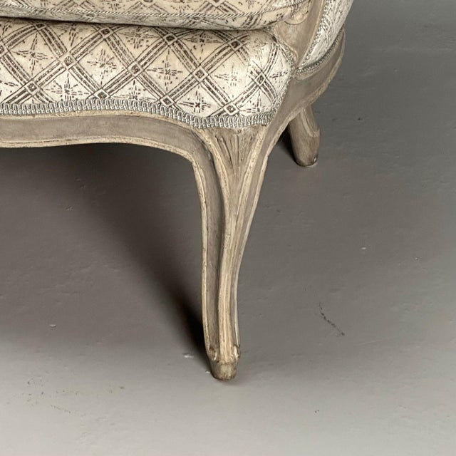 Louis XV Style, Bergère Chairs, Grey Painted Wood, Fabric, France, 1890 For Sale - Image 12 of 18