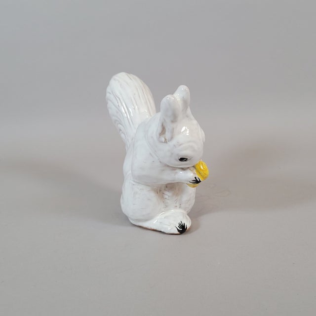 Vintage Italian White Glazed Terracotta Squirrel Figurine For Sale In Raleigh - Image 6 of 10