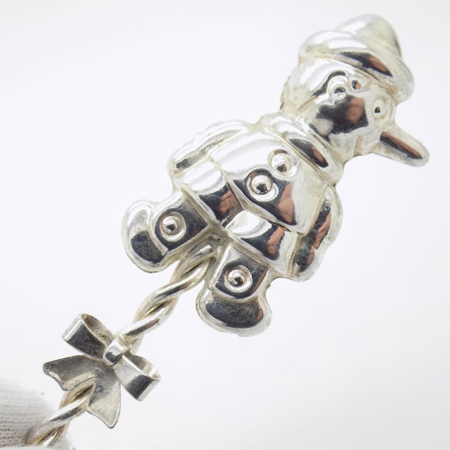 Vintage Italian Handmade Genuine Silver 800 925 Decorative Pinocchio Baby Rattle For Sale - Image 4 of 9