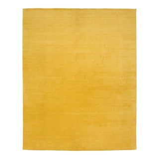 Apadana's Modern Handmade Gabbeh Plush Wool Rug in Yellow For Sale
