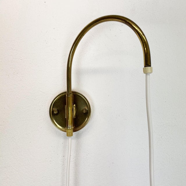 Minimalist Adjustable Brass Wall Hanging Light, Italy, 1960s For Sale - Image 6 of 18