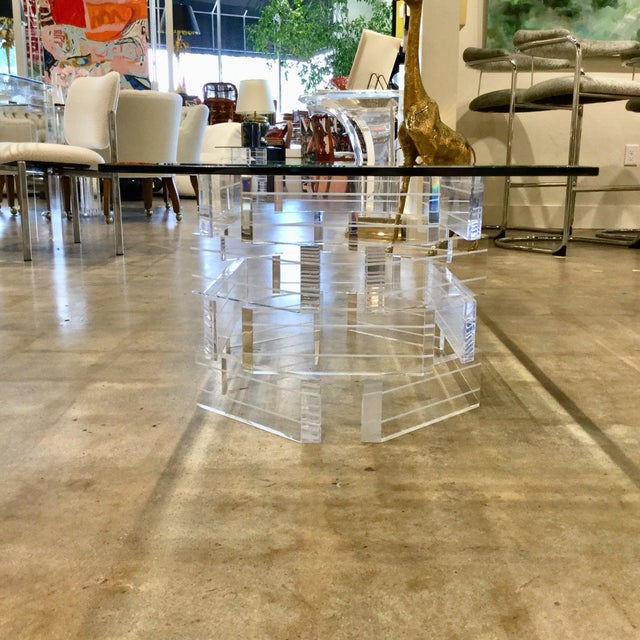 Charles Hollis Jones 1970s Stacked Lucite and Coffee Table For Sale - Image 4 of 9