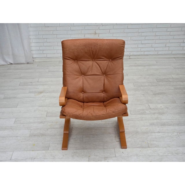 1970s Norwegian Model Kengu Armchair in Leather from Rybo Rykken & Co, 1970s For Sale - Image 5 of 18