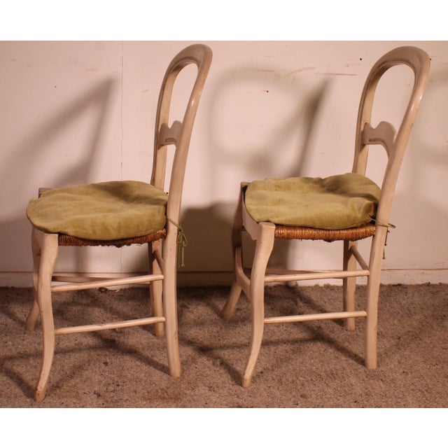 Brown Polychrome Wooden Straw-Seated Chairs, 1950s, Set of 2 For Sale - Image 8 of 11