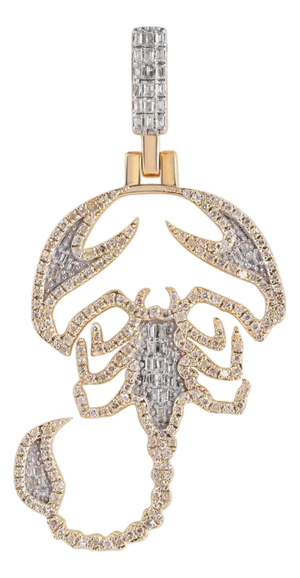 10K Yellow Gold Round Diamond Scorpion Animal Pendant 7/8 Cttw