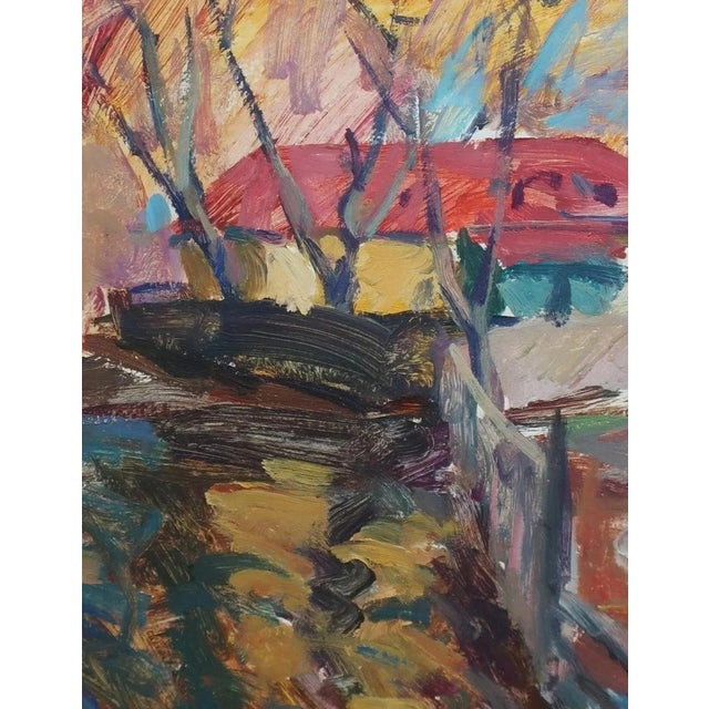 Autumn Landscape Oil Painting, Ukrainian Impressionism, 1980s 49,5-39,5 For Sale - Image 4 of 6
