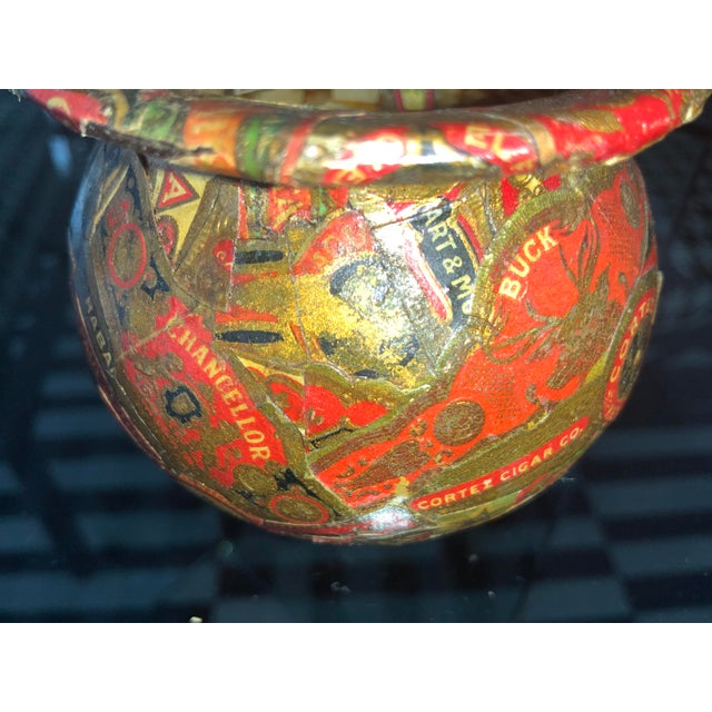 Paper Custom Vintage 1950s Cigar Seals Decoupage Trinket Dish For Sale - Image 7 of 13