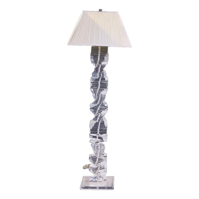 Mid 20th Century Karl Springer Style Mid Century Stacked Lucite Helix Floor Lamp For Sale