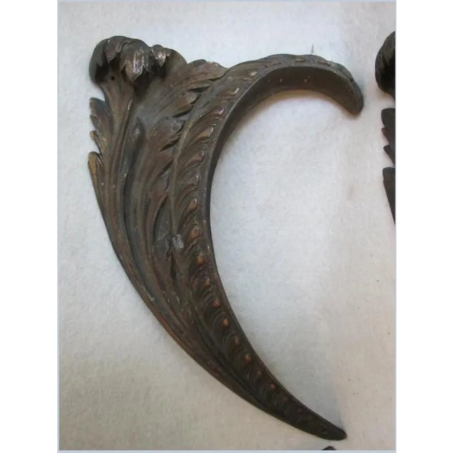 Victorian 4 19thC Antique Bronze Architectural Elements, Acanthus Leaves For Sale - Image 3 of 7