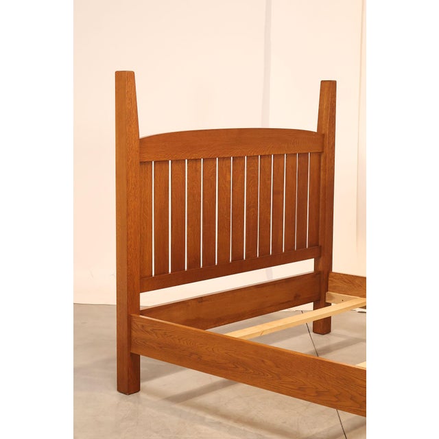 Custom Crafted Mission Style Oak Queen Bed Frame For Sale - Image 4 of 18