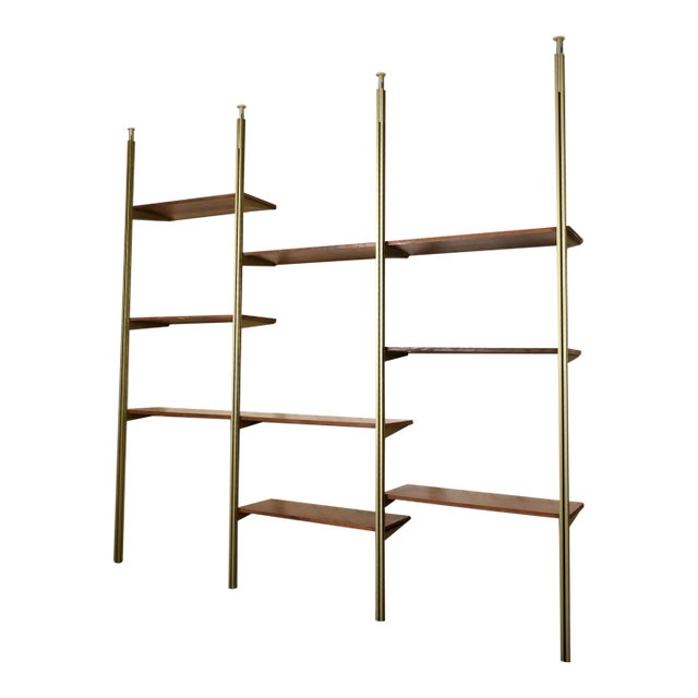 George Nelson Mid-Century Modern Tension Pole Omni Wall Unit Emerald Gold For Sale