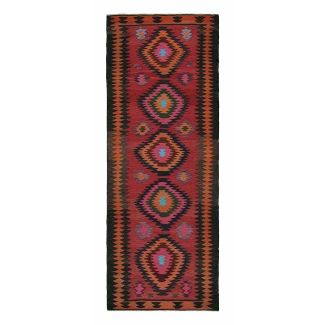 Red 1950s Vintage Persian Karadagh Kilim in Red With Vibrant Medallions, From Rug & Kilim For Sale - Image 8 of 8