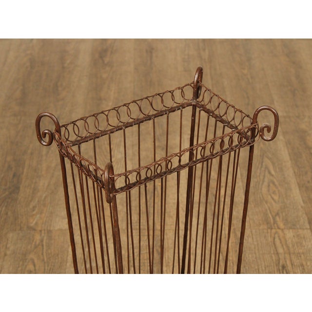 Vintage Wrought Iron Umbrella Stand with Red Liner For Sale - Image 4 of 18