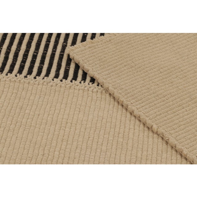 Rug & Kilim's Contemporary Minimalist Rez Kilim With Black & Beige Stripes For Sale - Image 10 of 10