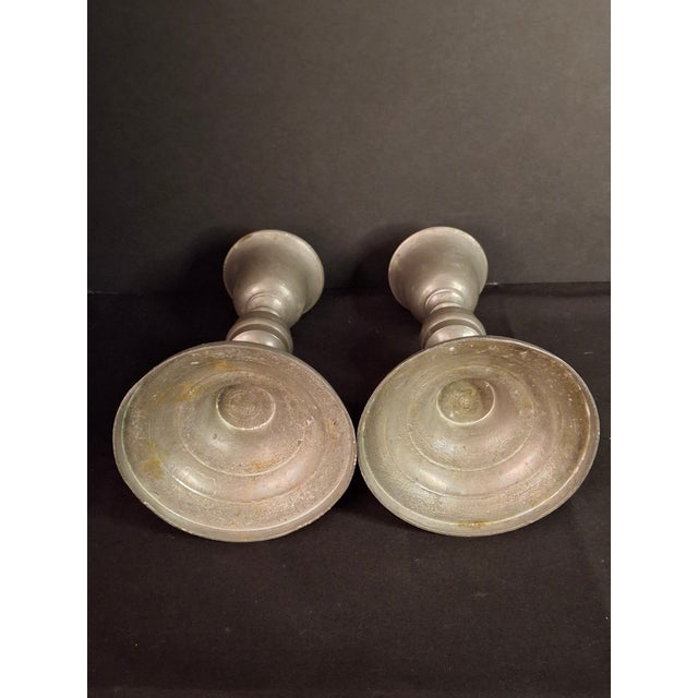 Pair Antique 1840s Freeman Porter Pewter Whale Oil Lamps Westbrook Maine No. 1 For Sale In Boston - Image 6 of 17